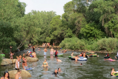 Tubers on Clear Creek River in Colorado